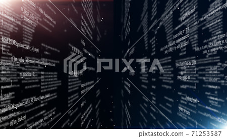 Abstract digital program code in blocks on a black background 71253587
