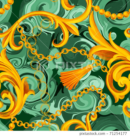 seamless pattern with chains on marble ornament, - Stock Illustration ...