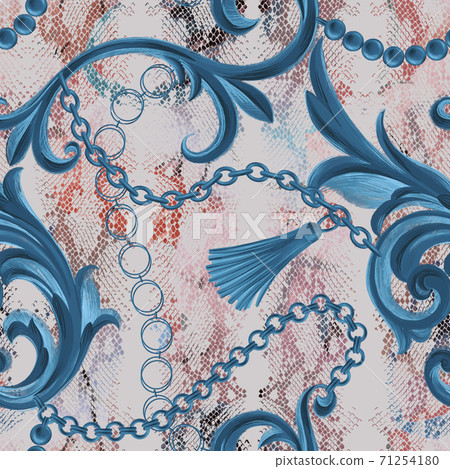 Snake skin background with Baroque frame Snake skin background with Baroque frame 71254180