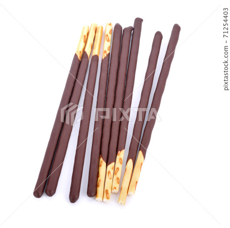 chocolate biscuits bread stick on white background chocolate biscuits bread stick on white background 71254403