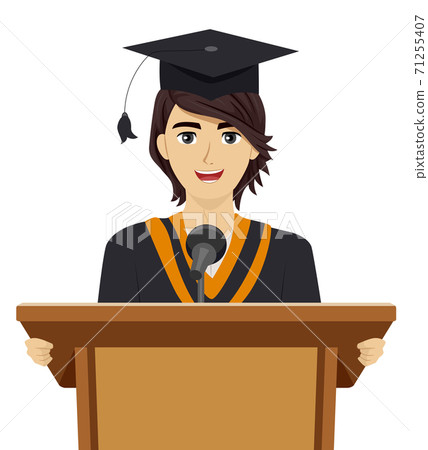 Teen Guy Graduation Speech Illustration 71255407