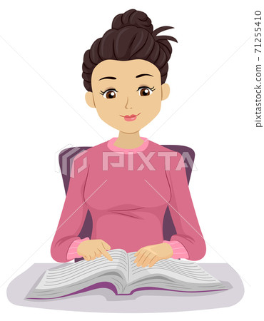 Teen Girl Speed Reading Technique Hand Point 71255410