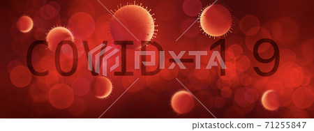 Illustration, view of Corona virus under microscope, virus and producing vaccine. Corona virus outbreaking.  71255847
