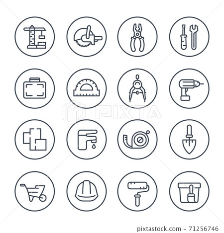 construction and renovation line icons construction and renovation line icons 71256746