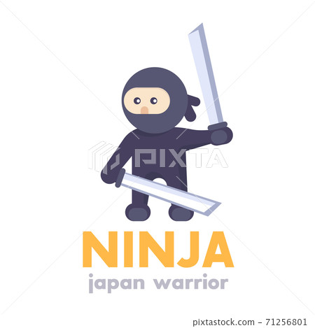 ninja holding swords in hands in flat style 71256801