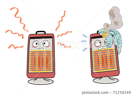 Stove-Clothes fall on a carbon heater and a fire breaks out 71258149