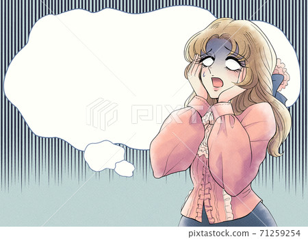 卡通風格的昭和復古女孩,令人震驚的小姐,Fukidashi 卡通風格的昭和復古女孩,令人震驚的小姐,Fukidashi 71259254