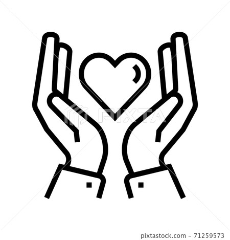 hands holding heart line icon vector illustration - Stock Illustration ...
