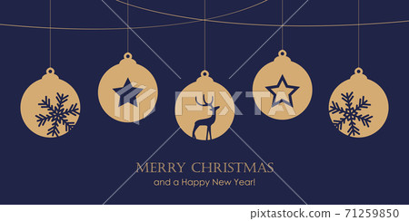 christmas card with star tree balls decoration - Stock Illustration ...