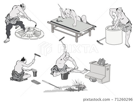 Hokusai craftsman three black and white 71260296