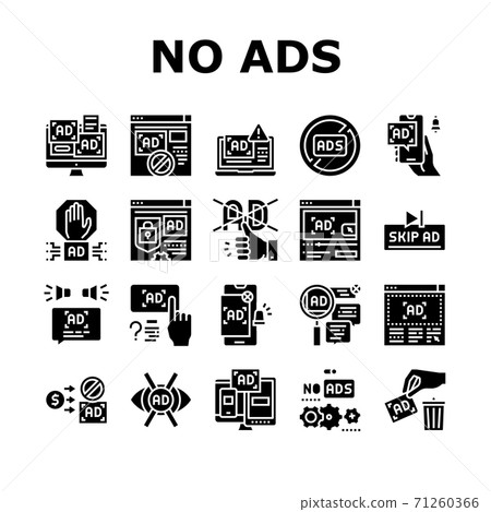 No Ads Advertise Free Collection Icons Set Vector No Ads Advertise Free Collection Icons Set Vector 71260366