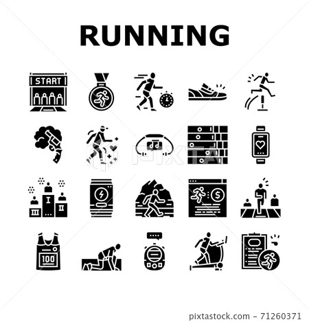 Running Athletic Sport Collection Icons Set Vector 71260371
