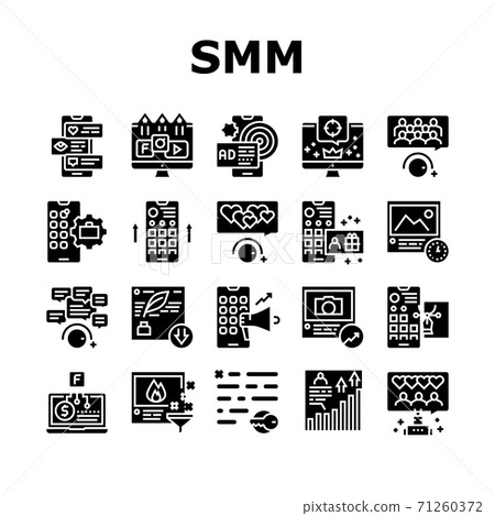 Smm Media Marketing Collection Icons Set Vector 71260372