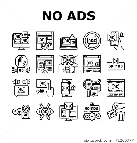 No Ads Advertise Free Collection Icons Set Vector No Ads Advertise Free Collection Icons Set Vector 71260377