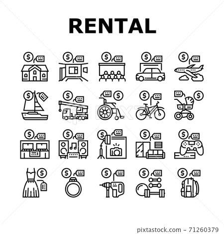 Rental Service Business Collection Icons Set Vector Rental Service Business Collection Icons Set Vector 71260379