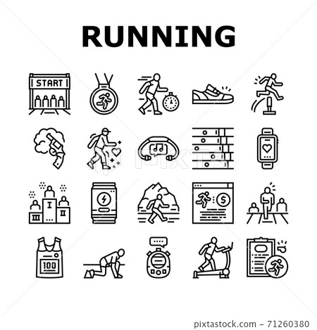 Running Athletic Sport Collection Icons Set Vector Running Athletic Sport Collection Icons Set Vector 71260380