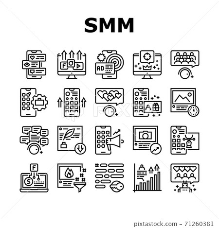 Smm Media Marketing Collection Icons Set Vector Smm Media Marketing Collection Icons Set Vector 71260381