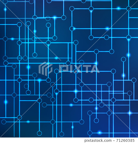 Vector background of lines of connected circles with the effect of neon or glow. Concept of electronic communications and data transfer. Science of technology and computer science. Data array. Vector background of lines of connected circles with the effect of neon or glow. Concept of electronic communications and data transfer. Science of technology and computer science. Data array. 71260385
