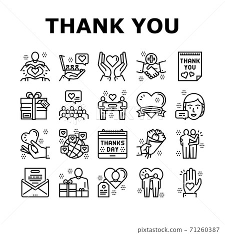 Thank You Day Holiday Collection Icons Set Vector Thank You Day Holiday Collection Icons Set Vector 71260387