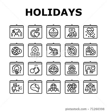 World Holidays Event Collection Icons Set Vector World Holidays Event Collection Icons Set Vector 71260398