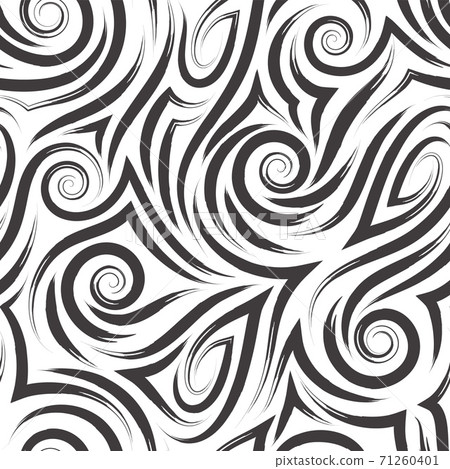 Vector black seamless pattern of spirals and curls for decoration and printing on fabric on a white background. Texture of swirl or sea waves for wrapping paper and clothes. 71260401