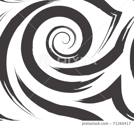 Vector Seamless Pattern Spirals Lines Drawn Brush Black Lines Texture White Monochrome background. 71260417