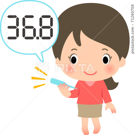 A woman with a thermometer in the 36 degree range 71260708