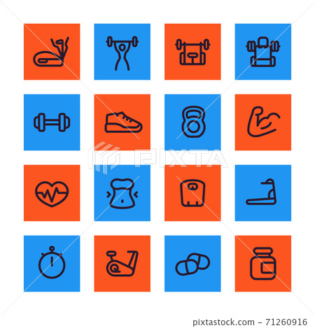 fitness and gym training line icons set fitness and gym training line icons set 71260916