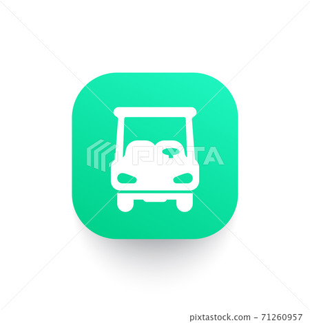Golf cart icon, car on green shape Golf cart icon, car on green shape 71260957