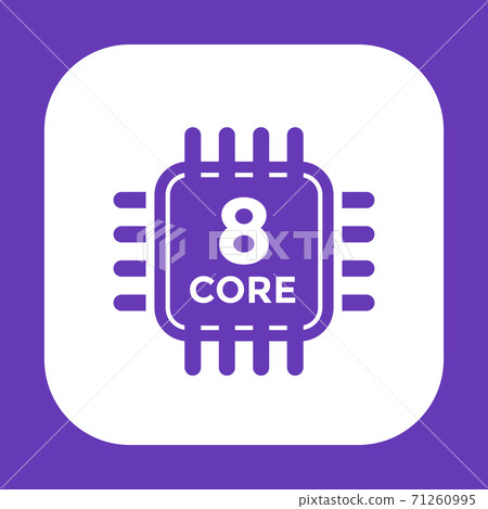 CPU icon on white, 8 core processor - Stock Illustration [71260995] - PIXTA