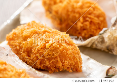 Fried oysters served with oyster shells. Fried oysters served with oyster shells. 71262598