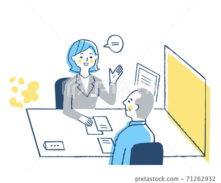 Consultation counter: Person in charge and counselor to explain 71262932
