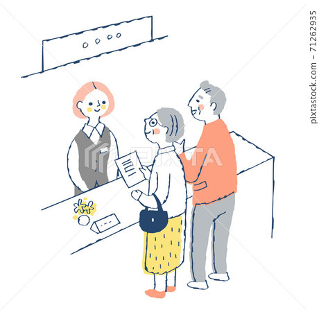 Receptionist woman and senior couple at the receptionist 71262935