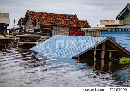 Tonle Sap lake is a town floating on a lake Tonle Sap lake is a town floating on a lake 71263099