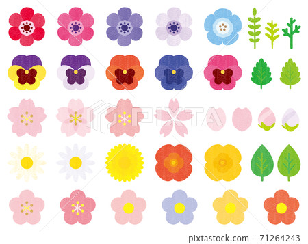 Handwritten cute flower set 71264243