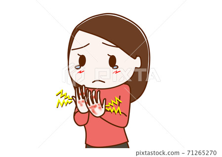 一個女人的手非常粗糙和刺痛的女人 一個女人的手非常粗糙和刺痛的女人 71265270