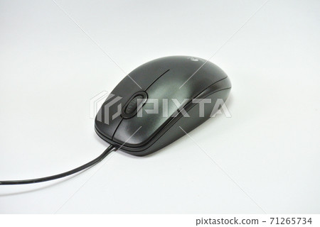 Isolated black color optical mouse on white background.   71265734
