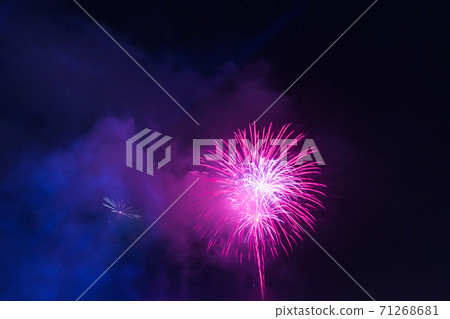 Colorful fireworks light up to the sky with Christmas & New Year Festival, Thailand Beautiful firework for New Year Celebration. .Abstract color firework background with copy space for text 71268681