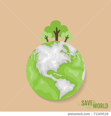 ECO FRIENDLY. Ecology concept with Green Eco Earth and Trees. Vector illustration ECO FRIENDLY. Ecology concept with Green Eco Earth and Trees. Vector illustration 71269528