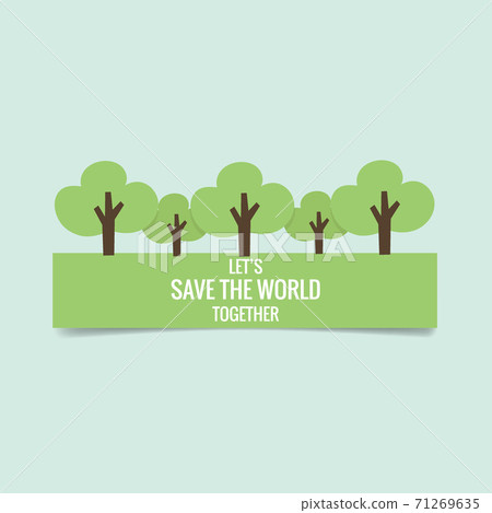 Nature banner. Green Eco Earth with trees,... - Stock Illustration ...