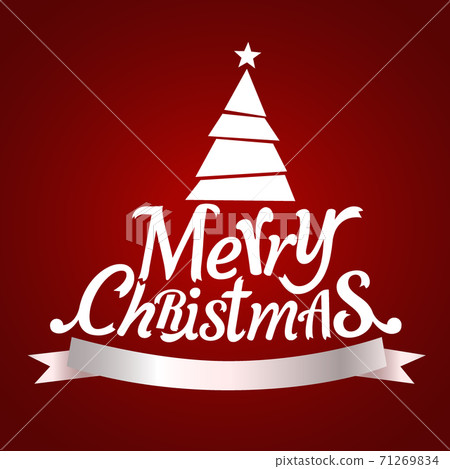 Christmas Greeting Card. Merry Christmas lettering with Christmas tree, vector illustration. Christmas Greeting Card. Merry Christmas lettering with Christmas tree, vector illustration. 71269834