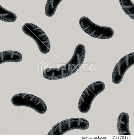 Seamless pattern with hand drawn stylized sausages 71270353