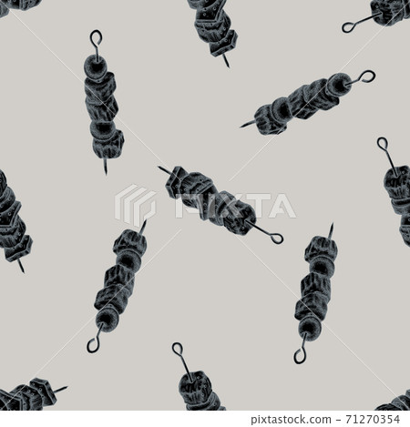 Seamless pattern with hand drawn stylized kebab 71270354