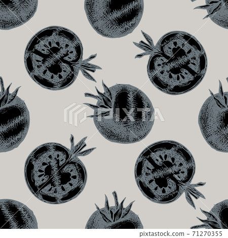 Seamless pattern with hand drawn stylized grilled tomato 71270355