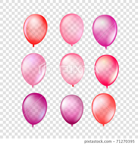 Red rubber balloons vector collection isolated on transparent background 71270395