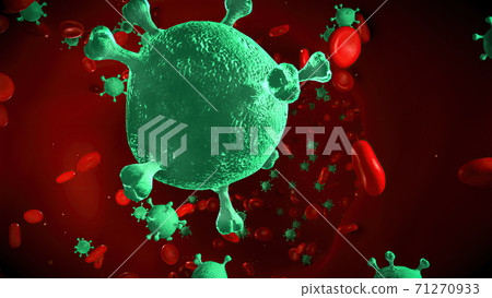 Coronavirus disease COVID-19 infection in human blood. Medical animation. Coronavirus disease COVID-19 infection in human blood. Medical animation. 71270933