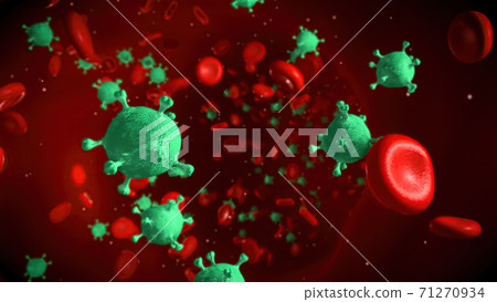 Coronavirus disease COVID-19 infection in human blood. Medical animation. 71270934