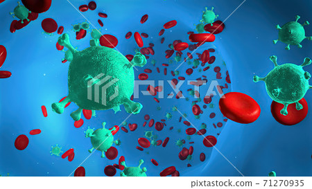 Coronavirus disease COVID-19 infection in human blood. Medical animation. Coronavirus disease COVID-19 infection in human blood. Medical animation. 71270935