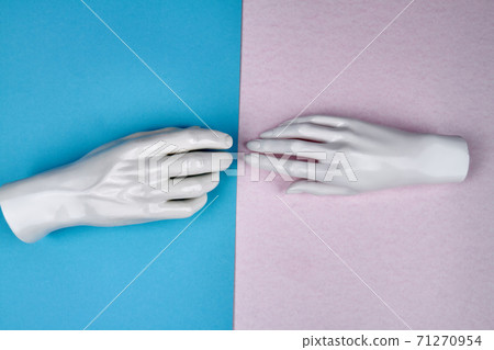 Touching of mannequin hands. Touching of mannequin hands. 71270954