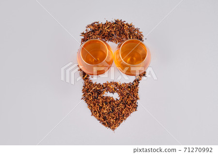 Mens face made of tea. Mens face made of tea. 71270992